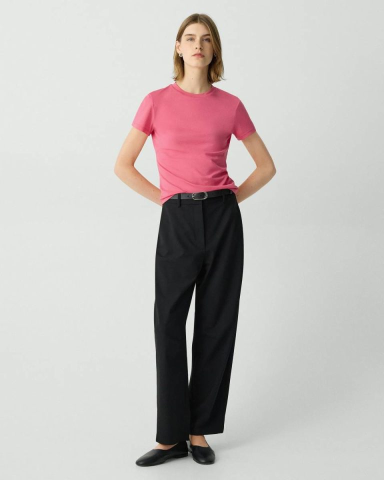 T-Shirts + Tank Tops Bright Pink Tiny Tee In Organic Cotton Women Theory - 5