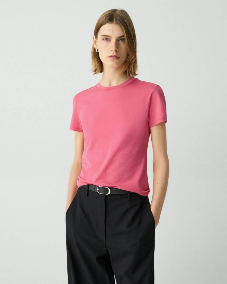 T-Shirts + Tank Tops Bright Pink Tiny Tee In Organic Cotton Women Theory - 1