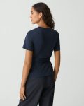 T-Shirts + Tank Tops Theory Women Tie-Front Tee In Cotton Nocturne Navy - 3