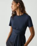 T-Shirts + Tank Tops Theory Women Tie-Front Tee In Cotton Nocturne Navy - 4
