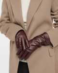 Tech Gloves In Leather Merlot Theory Women Hats, Gloves + Scarves - 1