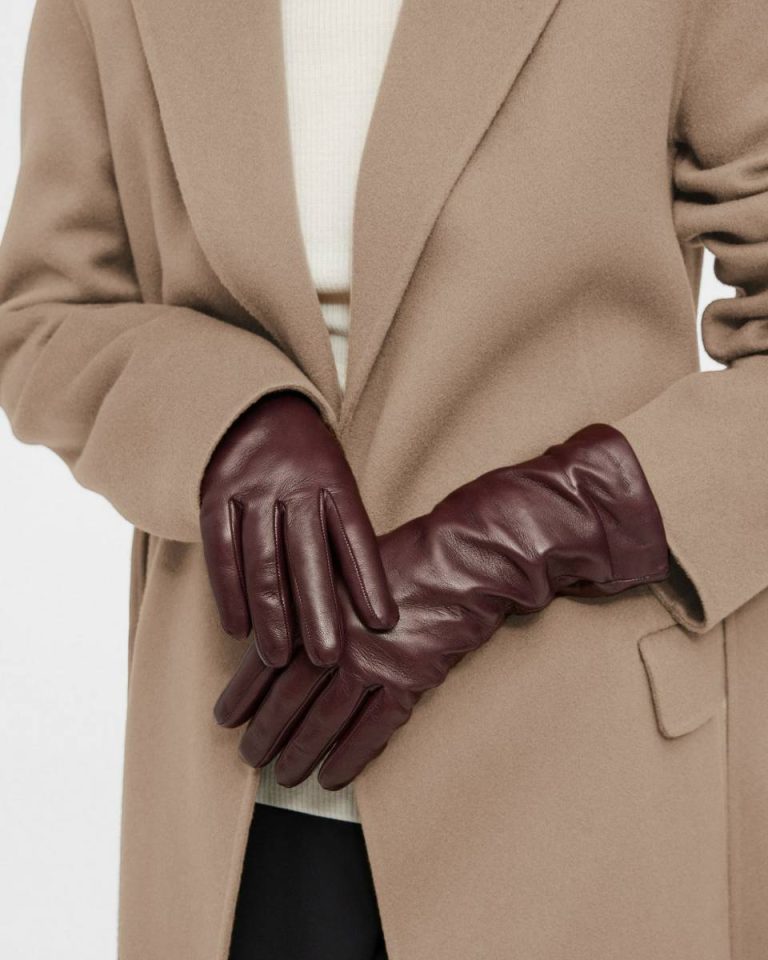 Tech Gloves In Leather Merlot Theory Women Hats, Gloves + Scarves - 1