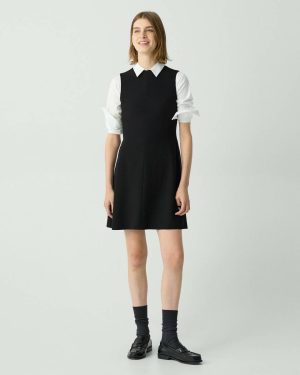 Theory A-Line Mini Dress In Admiral Crepe Dresses Women Black - 1