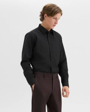 Theory Black Men Hugh Shirt In Virgin Wool Shirts - 1