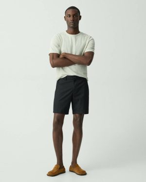 Theory Black Men Zaine Short In Stretch Cotton Pants - 1