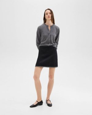 Theory Black Multi Women Mini Skirt In Felted Wool-Cashmere Skirts - 1