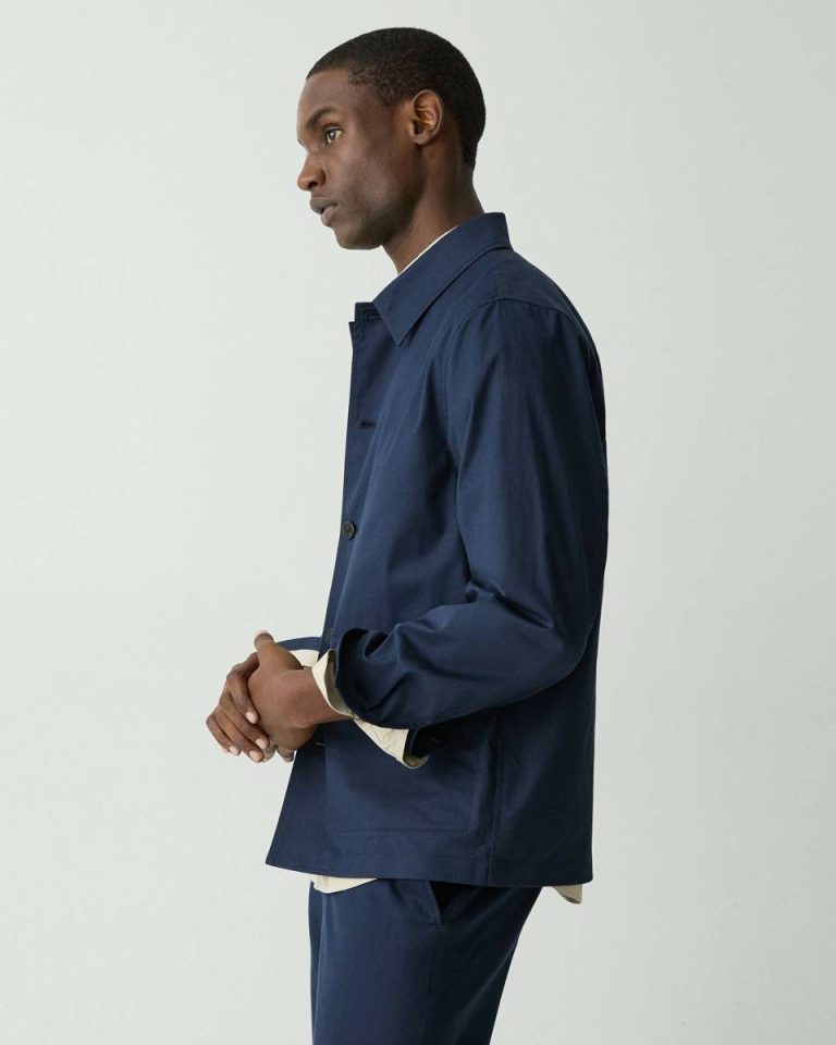 Theory Chore Coat In Stretch Cotton Outerwear Men Baltic - 2