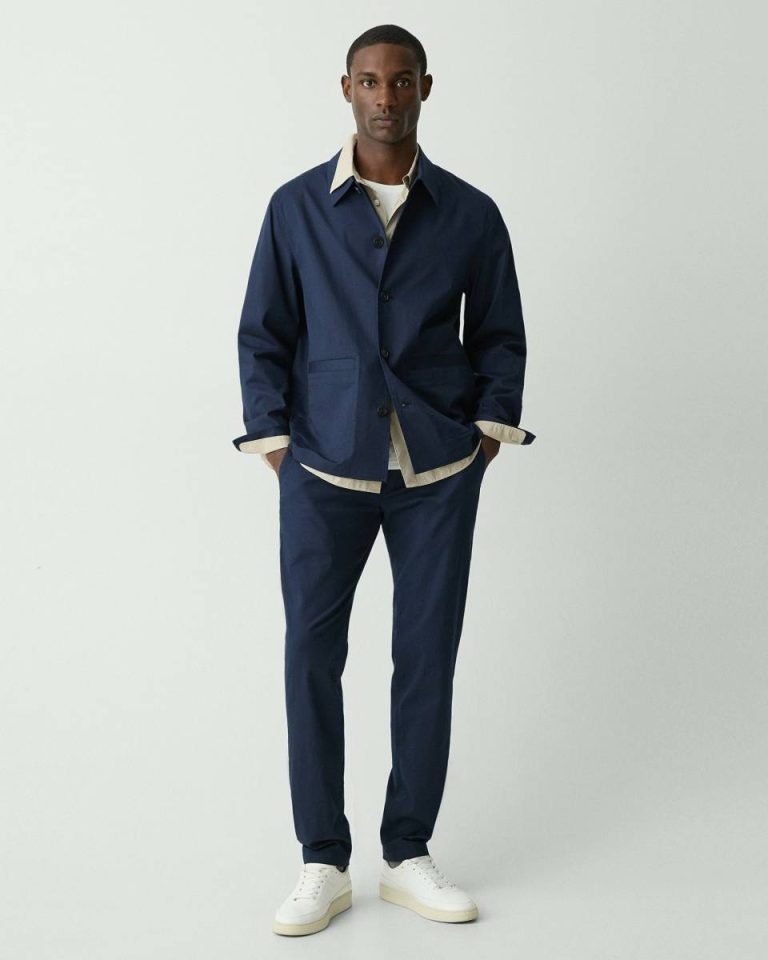 Theory Chore Coat In Stretch Cotton Outerwear Men Baltic - 5