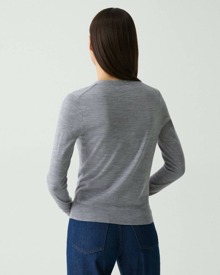 Theory Cool Heather Grey V-Neck Cardigan In Regal Wool Sweaters + Cardigans Women - 3