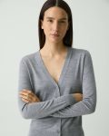 Theory Cool Heather Grey V-Neck Cardigan In Regal Wool Sweaters + Cardigans Women - 4
