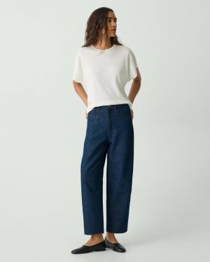 Theory Cropped Barrel Pant In Relaxed Denim Women Indigo Pants - 1