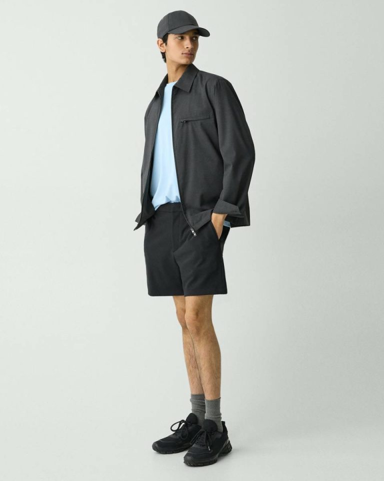 Theory Curtis Drawstring Short In Precision Ponte Black Men Pants - 2