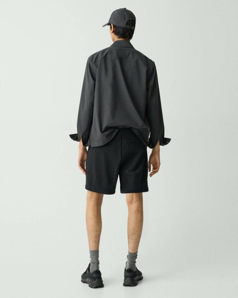 Theory Curtis Drawstring Short In Precision Ponte Black Men Pants - 3