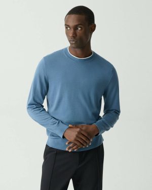 Theory Dark Rainstorm Sweaters + Cardigans Men Crewneck Sweater In Regal Wool - 1