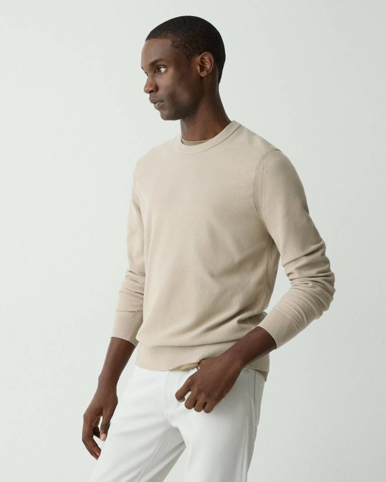 Theory Earl Grey Sweaters + Cardigans Men Riland Crewneck Sweater In Light Bilen - 2