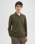 Theory Goris Long-Sleeve Polo Shirt In Light Bilen Hunter Green Melange Sweaters + Cardigans Men - 1