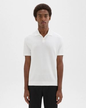 Theory Goris Polo Shirt In Piqué Light Bilen White Men Sweaters + Cardigans - 1