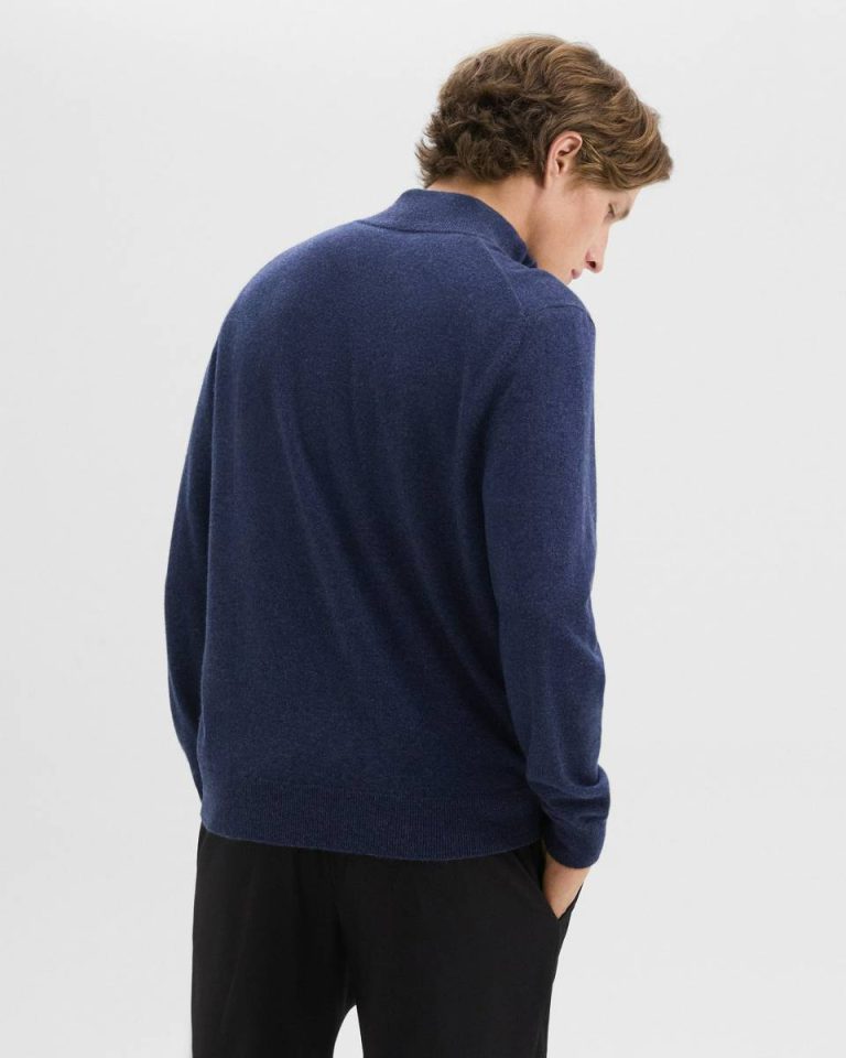 Theory Hilles Quarter-Zip Sweater In Cashmere Sweaters + Cardigans Baltic Melange Men - 3