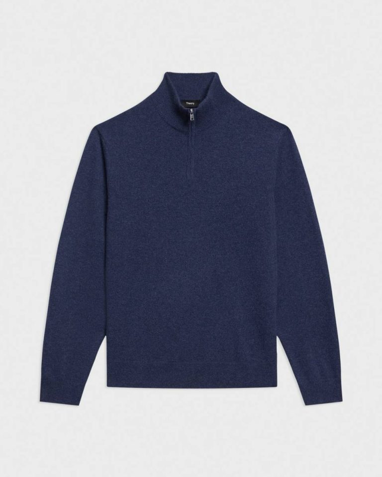 Theory Hilles Quarter-Zip Sweater In Cashmere Sweaters + Cardigans Baltic Melange Men - 5