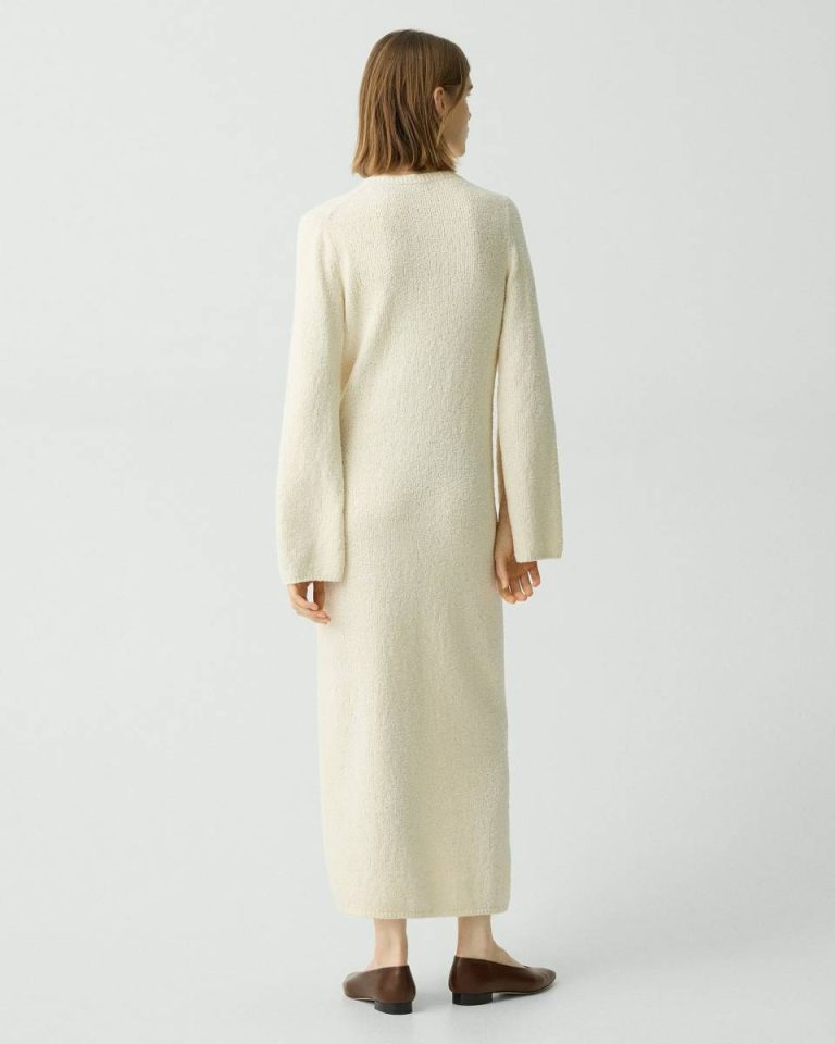 Theory Ivory Bouclé Midi Dress In Cotton-Blend Women Dresses - 3