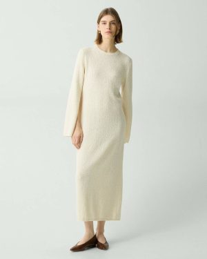 Theory Ivory Bouclé Midi Dress In Cotton-Blend Women Dresses - 1
