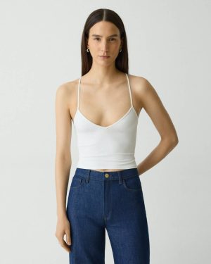 Theory Loungewear White Women Strappy Tank Top In Stretch Nylon - 1