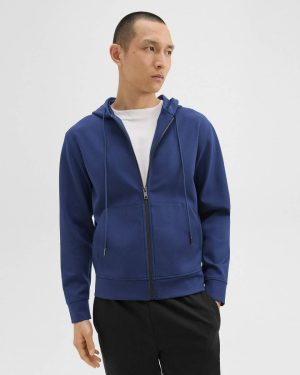 Theory Men Deep Atlantic Zip-Up Hoodie In Scuba Loungewear - 1