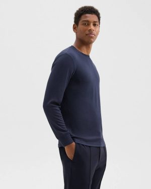 Theory Men Essential Long-Sleeve Tee In Anemone Modal Jersey Baltic T-Shirts + Polos - 1