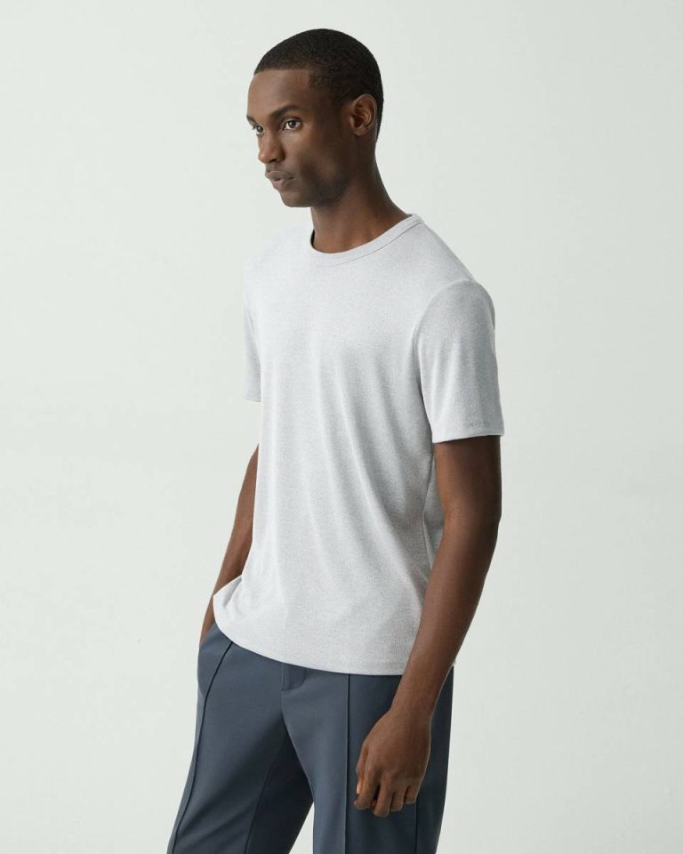 Theory Men Grey Multi Essential Tee In Anemone Modal Jersey T-Shirts + Polos - 2