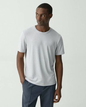 Theory Men Grey Multi Essential Tee In Anemone Modal Jersey T-Shirts + Polos - 1