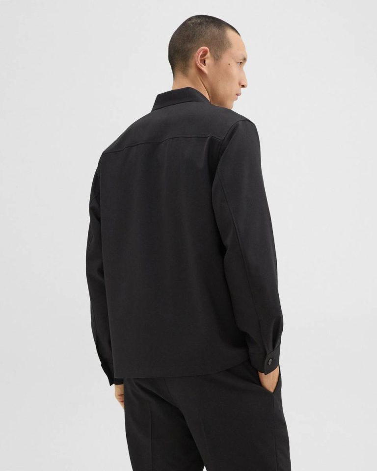Theory Men Overshirt In Wool-Blend Twill Black Shirts - 3