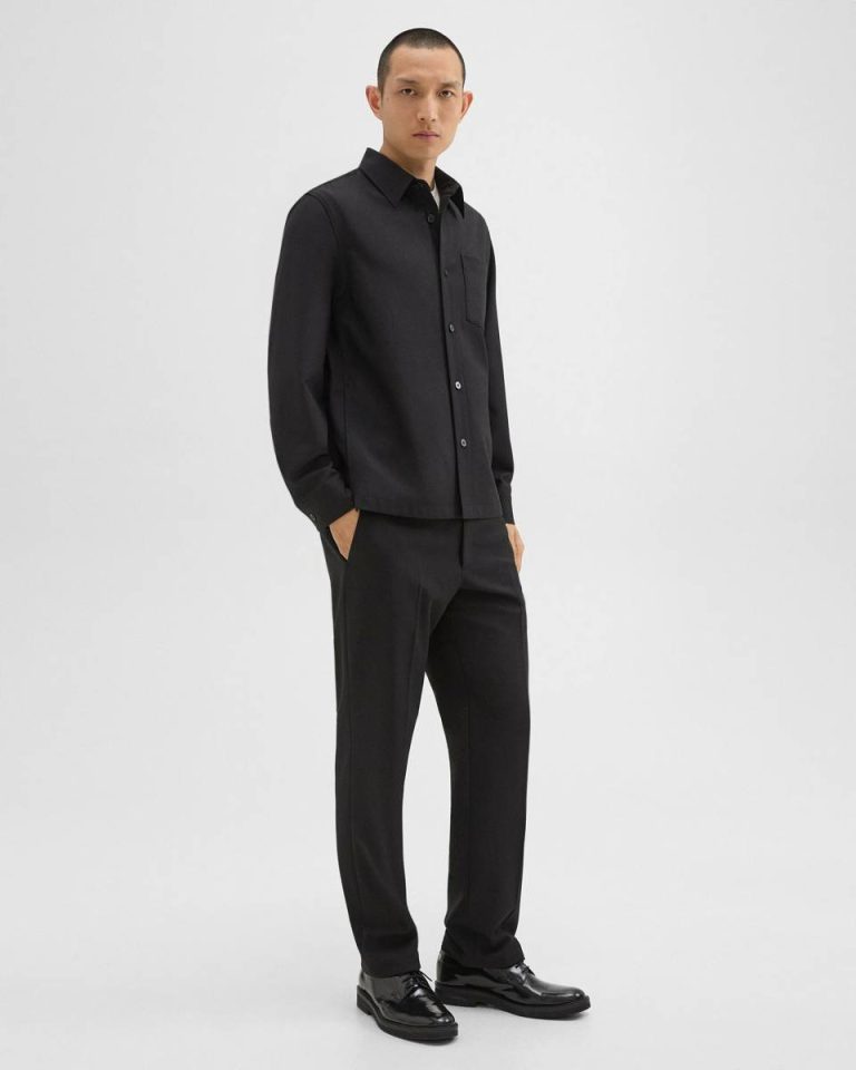Theory Men Overshirt In Wool-Blend Twill Black Shirts - 5