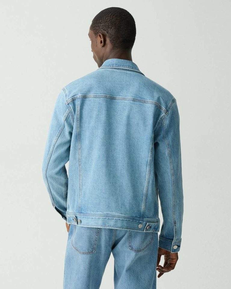 Theory Men Super Light Wash Outerwear City Trucker Jacket In Stretch Denim - 3