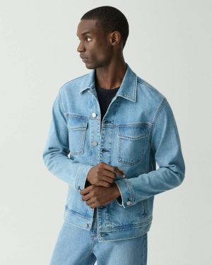 Theory Men Super Light Wash Outerwear City Trucker Jacket In Stretch Denim - 1