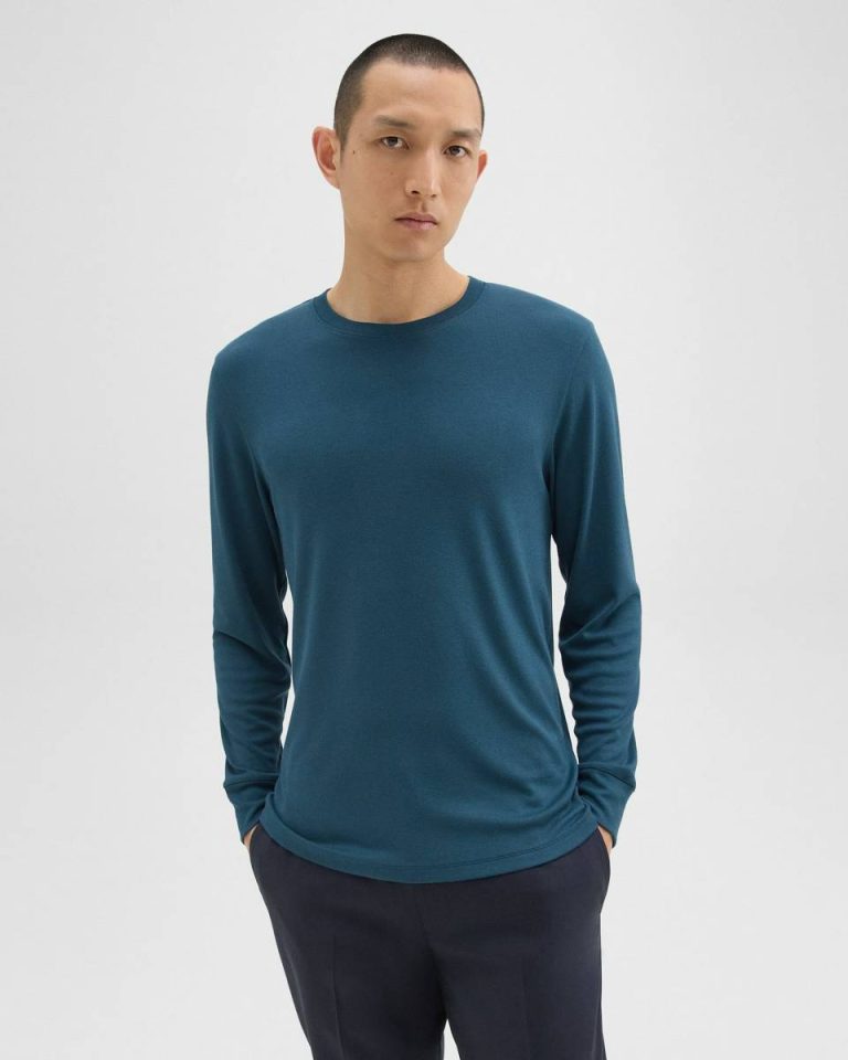 Theory Men Twilight T-Shirts + Polos Essential Long-Sleeve Tee In Anemone Modal Jersey - 2