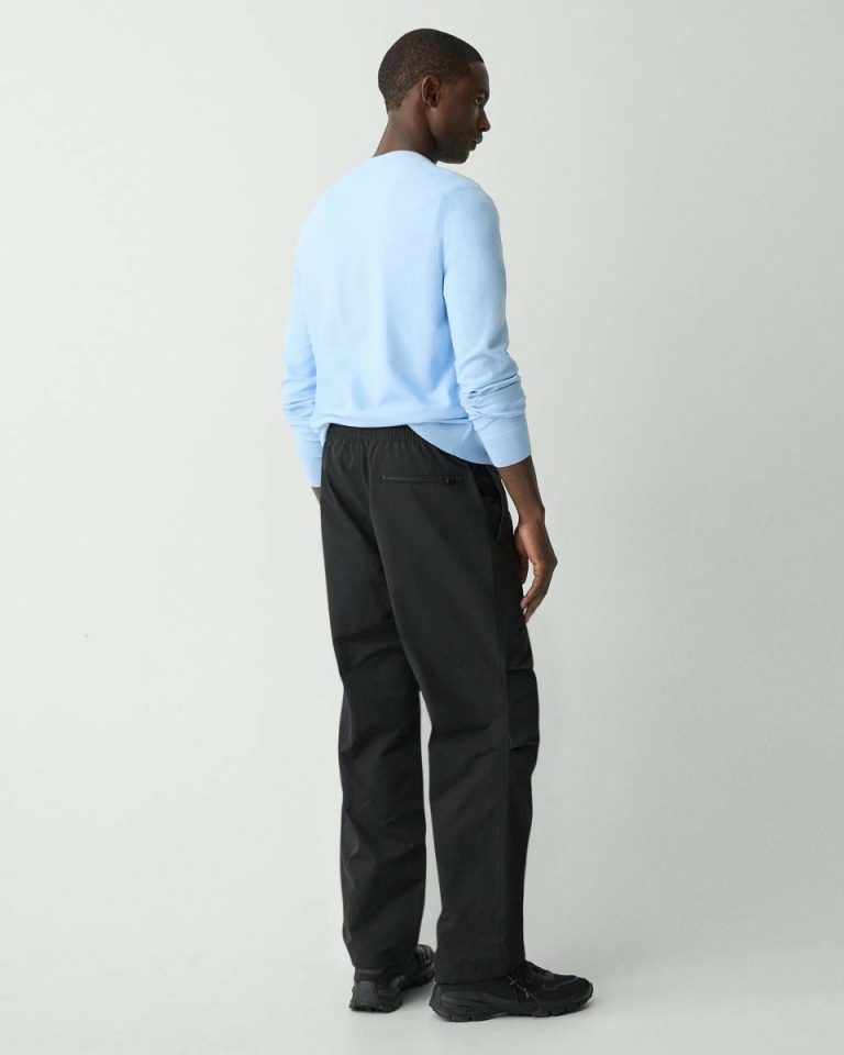 Theory Men Wide-Leg Drawstring Pant In Cotton-Blend Pants Black - 3