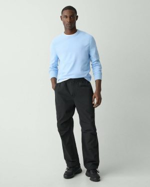 Theory Men Wide-Leg Drawstring Pant In Cotton-Blend Pants Black - 1