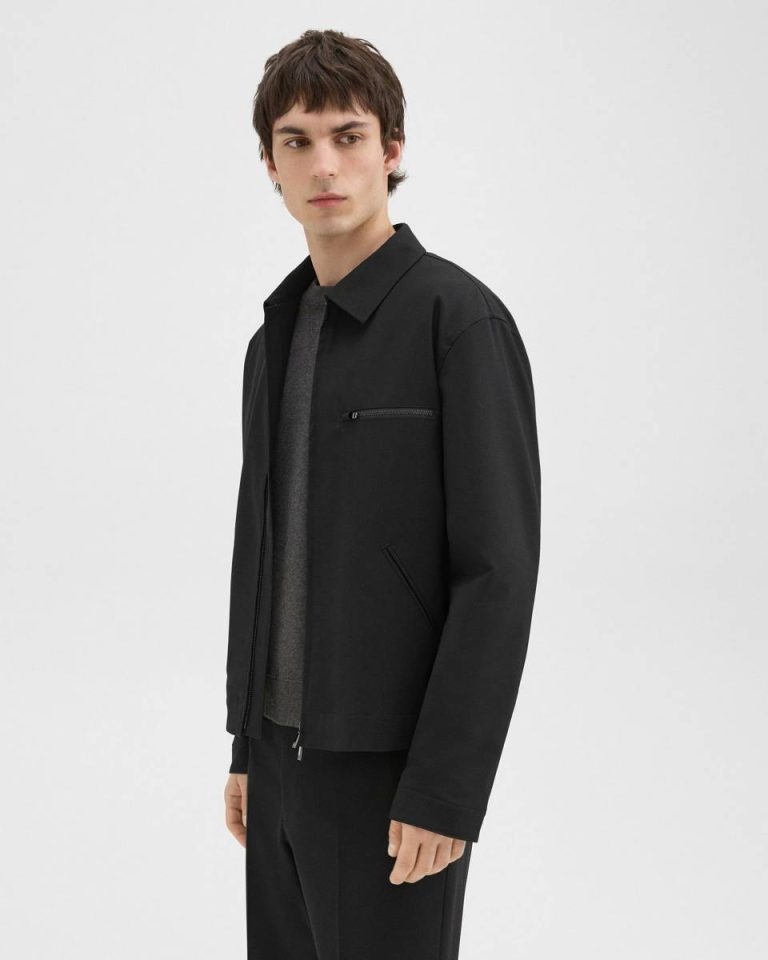 Theory Men Workwear Jacket In Wool-Blend Twill Outerwear Black - 2