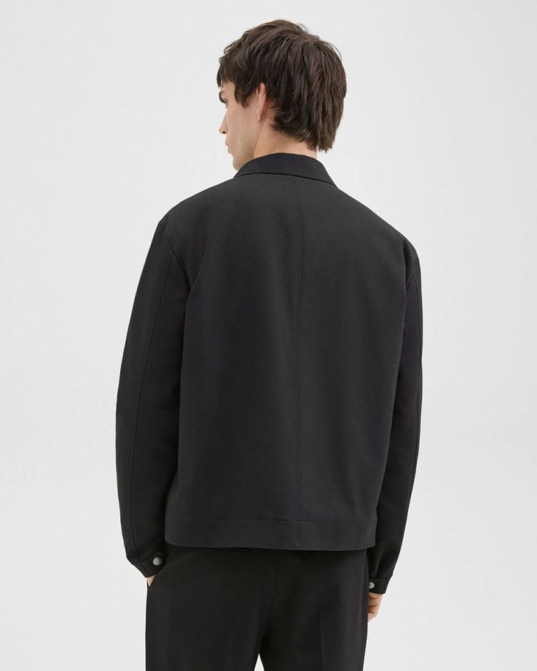 Theory Men Workwear Jacket In Wool-Blend Twill Outerwear Black - 3