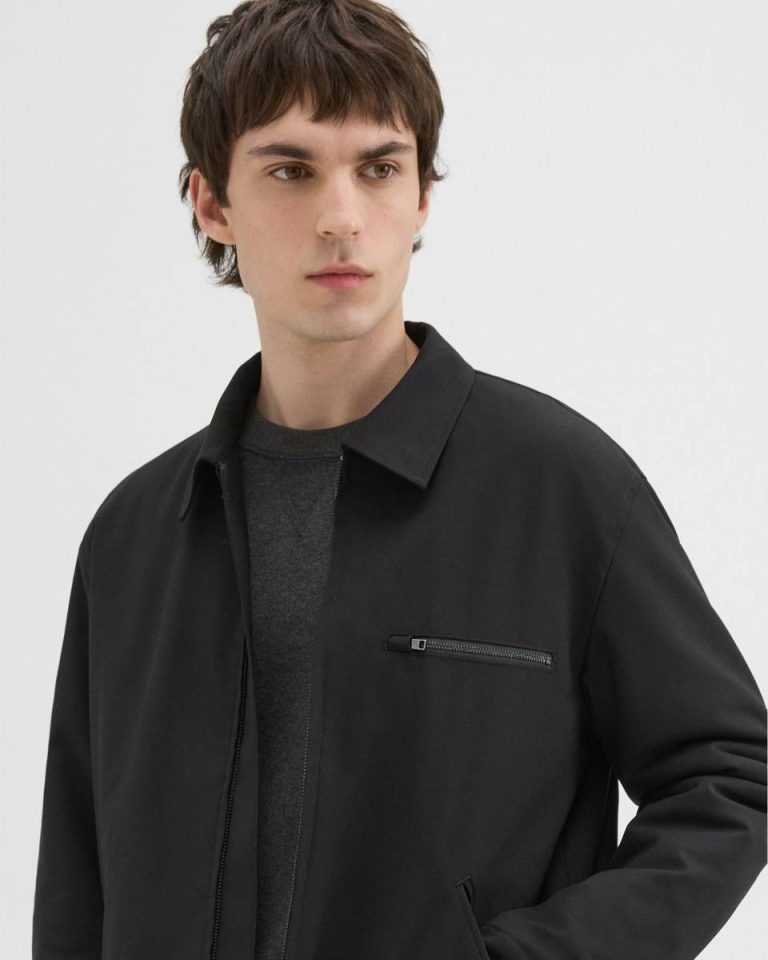 Theory Men Workwear Jacket In Wool-Blend Twill Outerwear Black - 4