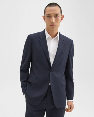 Theory Navy Blazers + Jackets Men Chambers Blazer In Stretch Wool - 1