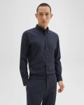 Theory Navy Men Shirts Hugh Shirt In Virgin Wool - 1