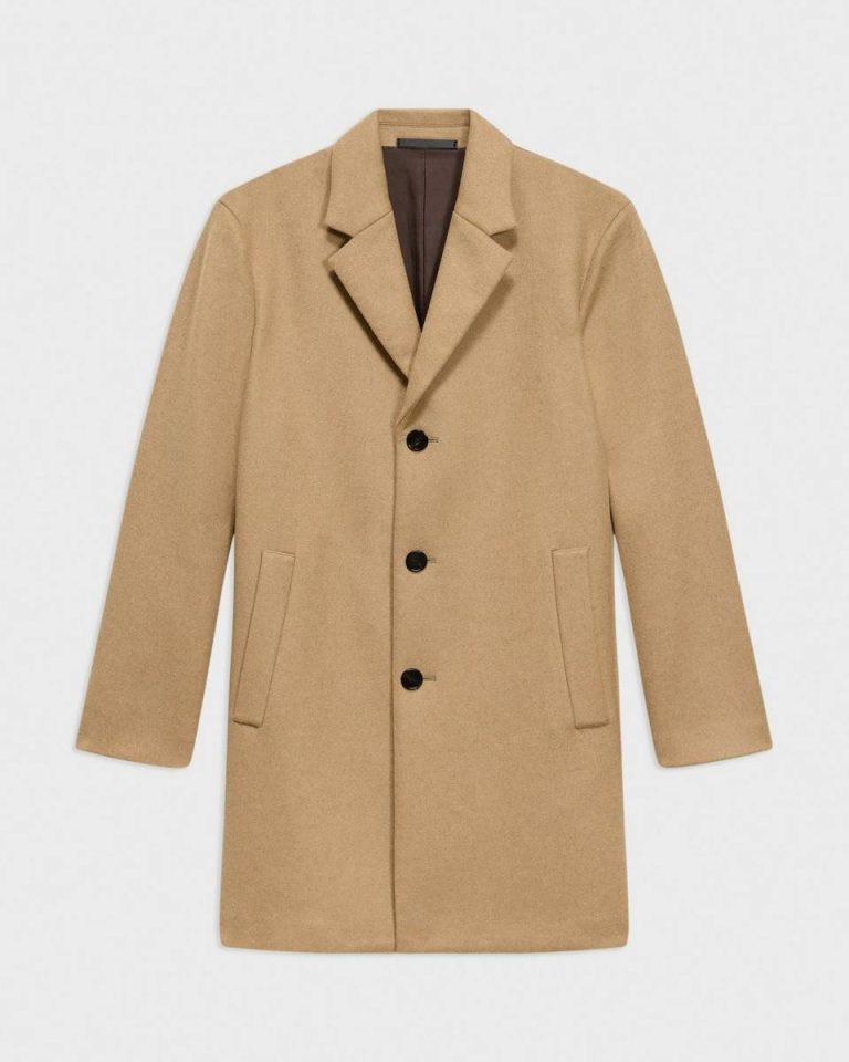 Theory Outerwear 3-Button Topcoat In Recycled Wool-Blend Melton Men New Camel - 5