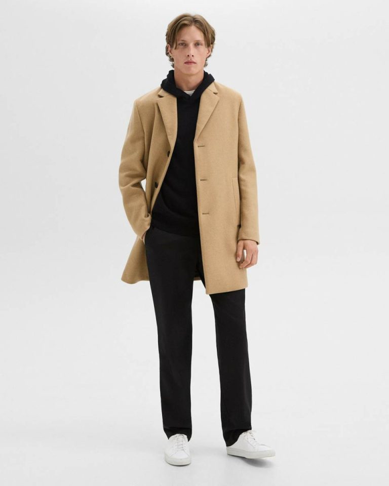 Theory Outerwear 3-Button Topcoat In Recycled Wool-Blend Melton Men New Camel - 1