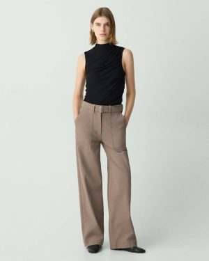 Theory Pants Walnut Utility Wide-Leg Pant In Neoteric Twill Women - 1