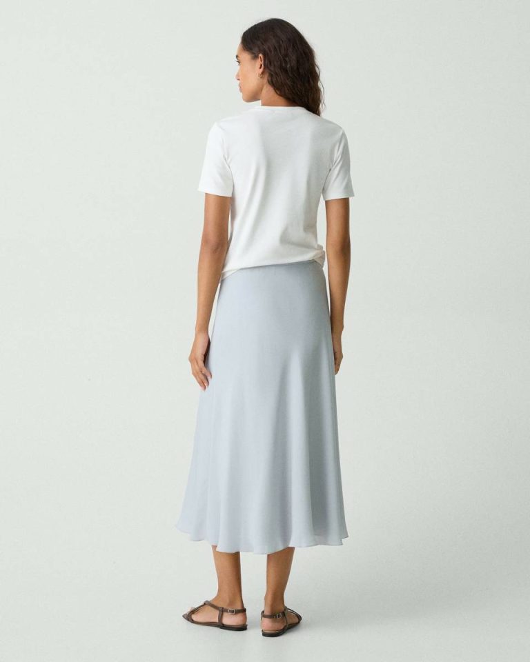 Theory Pearl Blue Midi Pull-On Skirt In Silk Georgette Skirts Women - 3