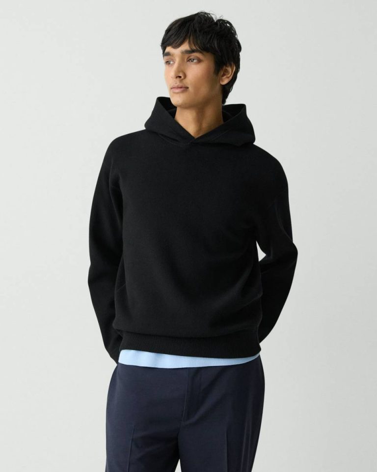 Theory Relaxed Hoodie In Light Bilen Men Loungewear Black - 2