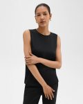 Theory Shell Top In Silk Georgette Black Tops Women - 1