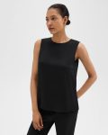 Theory Shell Top In Silk Georgette Black Tops Women - 2
