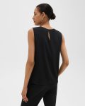Theory Shell Top In Silk Georgette Black Tops Women - 3